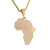 Collier CARTE D'AFRIQUE plaqué or pour homme