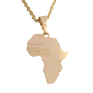 Collier CARTE D'AFRIQUE plaqué or pour homme
