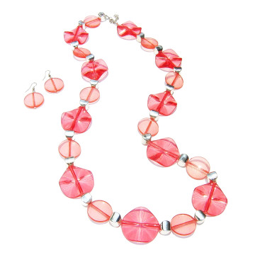 Collier et boucles d'oreilles FANNY rouge