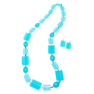 Collier et boucles d'oreilles FANNY bleue