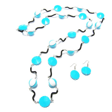 Sautoir et boucles d'oreilles BOLA BOLA bleu