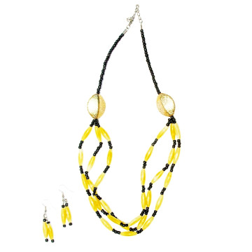 Collier et boucles d'oreilles MALYA jaune