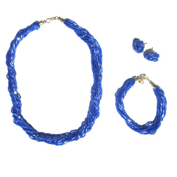 Collier et boucles d'oreilles fantaisie BLUE